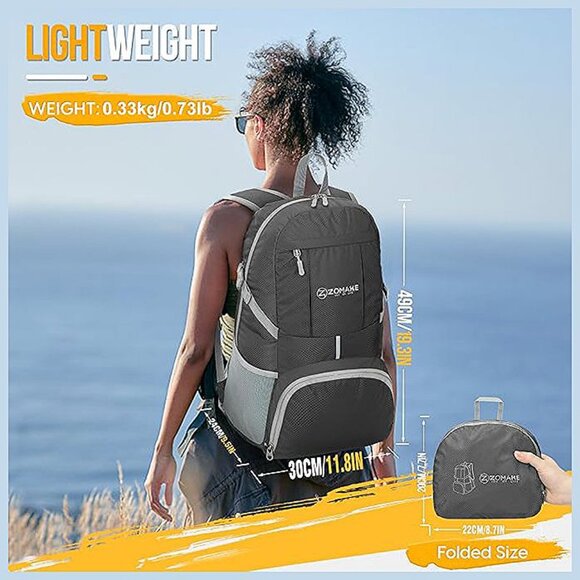 Lightweight Packable Backpack 35L - Light Foldable Backpacks Dimgray - Picture 2 of 7